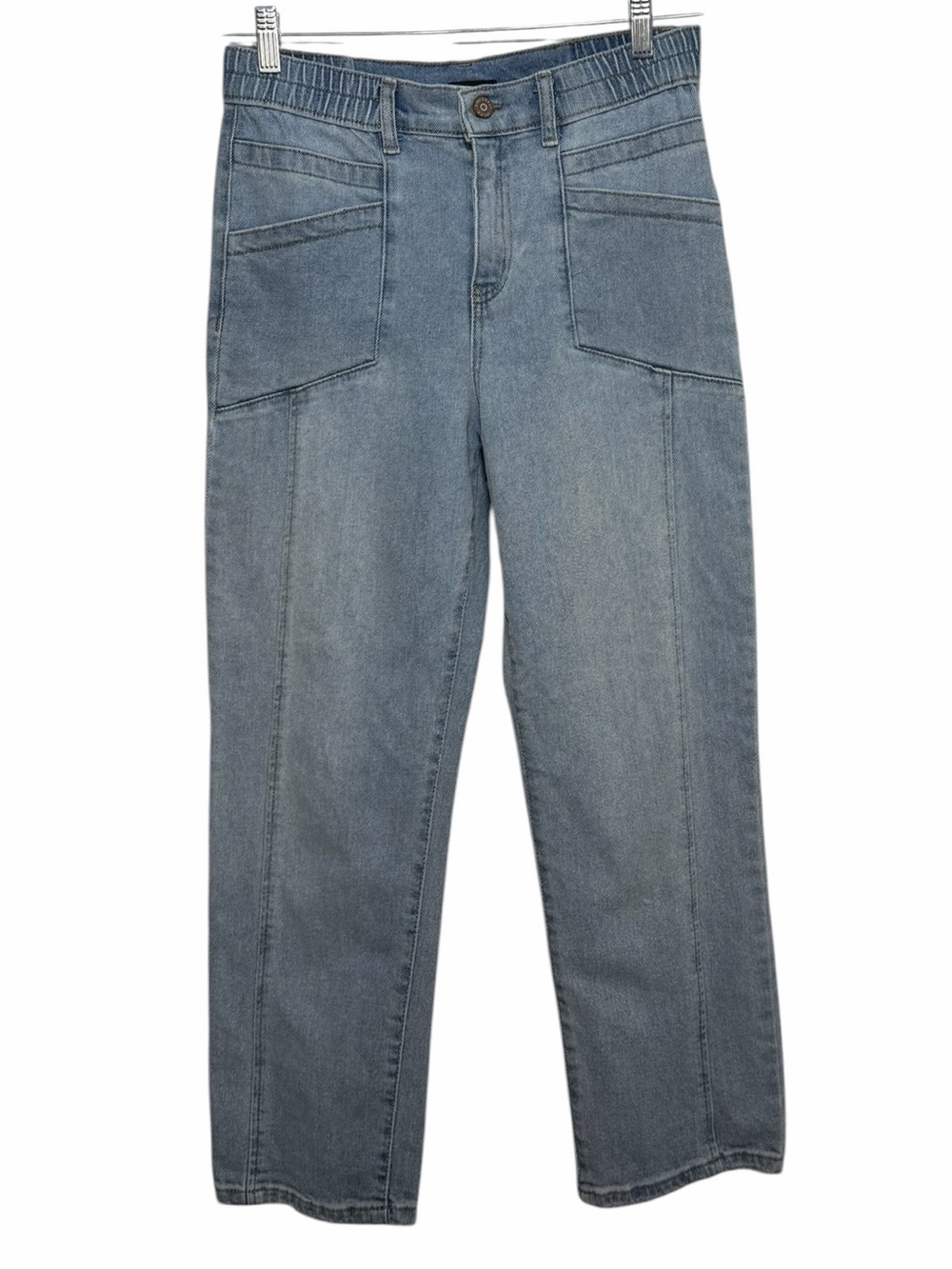 Sincerely Jules Womens Straight Crop High Rise Stretch Denim Jeans Lt Wash Sz 28
